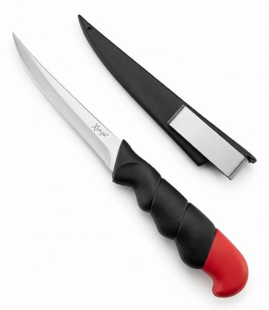 Faca Xingu Flutuante Para Pesca 26,5cm Lamina Afiada Aço inox Lisa 5" XY2605 Cabo de Borracha
