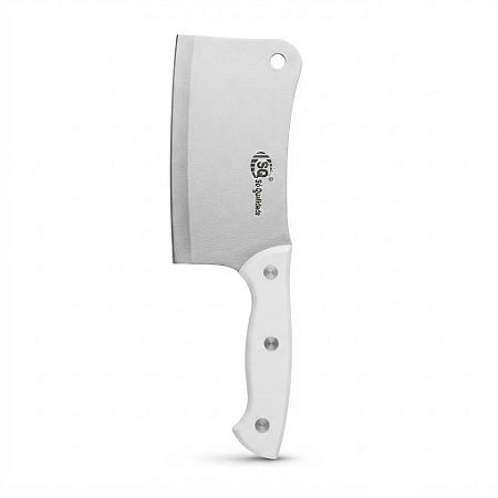 Faca Profissional Cutelo SQ3122 em Aço Inox 7" Polegadas Cabo Branco de Polipropileno