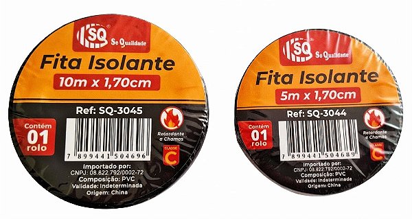 Fita Isolante Preto de Alta Qualidade e Durabilidade com Medidas 1,7cm 10m ou 5m Com 10 Unidades