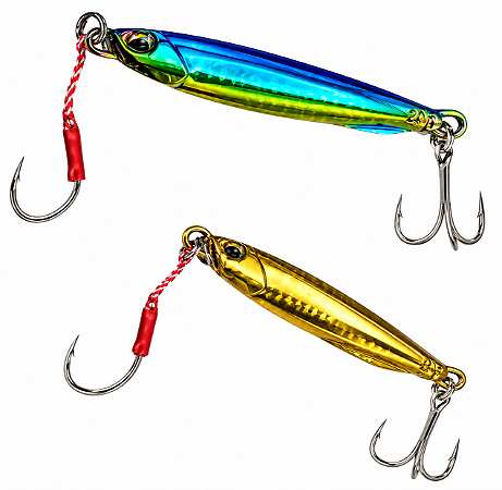 Isca Artificial Jig SN4079 Cromado de Alta Durabilidade C/Anzol em Aço Afiado Cores Gold Colorido Gramaturas 20gr 30gr 40gr
