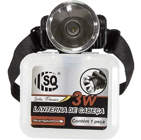 Lanterna de Cabeça SQ3810 1DEM 3W Recarregável Luz Forte Para Caça, Pesca, Camping