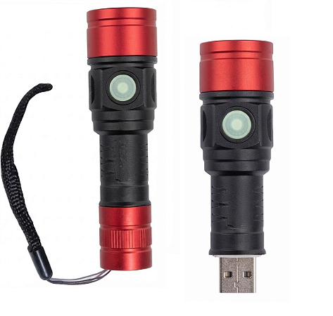 Lanterna Tatica Zhang Modelo USB 912 C/Zoom Foco e Clareza Ideal Para Pesca, Caça, Camping