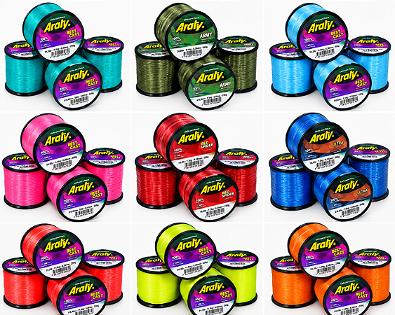 Linha Araty 100gr 1/4LB Diversas Medidas e Cores C/5 Und Best Cast, Army, Red Spider Ultra