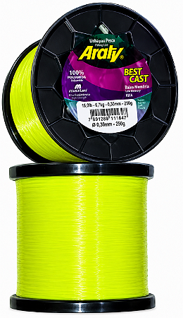 Linha Araty Para Pesca Best Cast Cor Amarelo C/Diversas Medidas 0.25 0.30 0.35mm