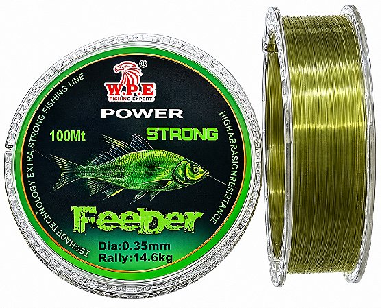 Linha Para Pesca Feeber Power Strong 100M Verde Diversas Medidas 0.20 0.25 0.30 0.35 0.40 0.50 0.60mm