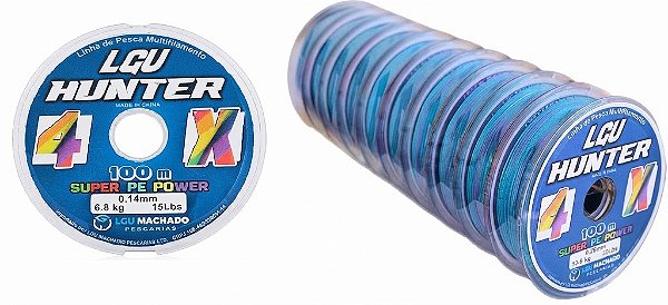 Linha Para Pesca Mult. 4x Multicolor Hunter 100M Caixa C/10 Un Com Diversas Medidas 0,14 0,18 0,20 0,26 0,29 0,33 0,37 0,41 0,47mm