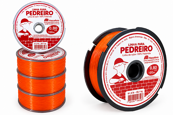 Linha Pedreiro Mazzaferro Nylon Laranja 0.80MM 10X100M 28,1kg de Alta Qualidade