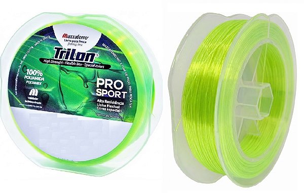 Linha Para Pesca Trilon Pro Sport 300M Verde Limão Mazzaferro Medidas 0,37 0.42mm