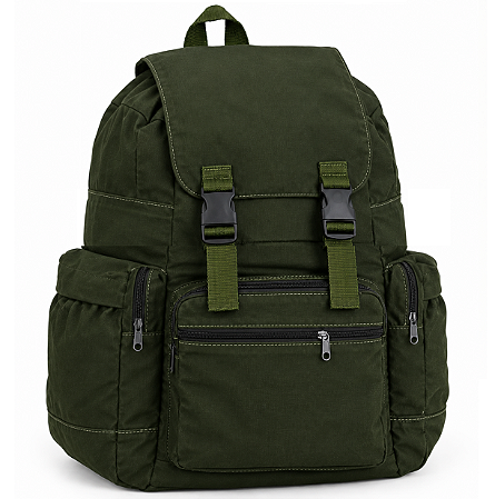 Mochila de Lona Verde Militar 1003 Ultra Forte 16x28x50cm Para Pesca, Camping, Caça, Atividades ao Ar Livre