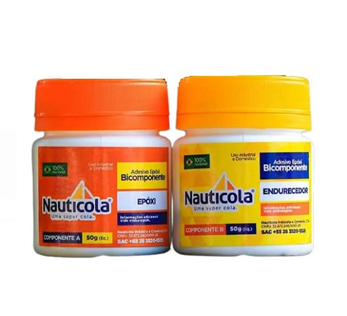 Nauticola Adesivo Epóxi Profissional Bicomponente A/B 100gr LIQ. Para Madeira Metal Concreto