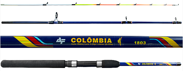 Vara Para Pesca Albatroz Colombia 2,10M 3 Partes 25LB Fibra de Vidro Maciça Carbono Para Carretilha