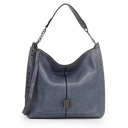 Bolsa Hobo Grande com Detalhes de Metais JW