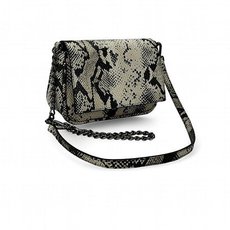 Bolsa Crossbody Couro Puro Cobra Alça de Corrente