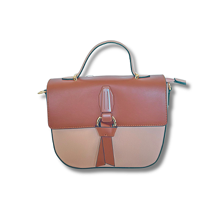 BOLSA FEMININA ESTRUTURADA BEGE COM MARROM
