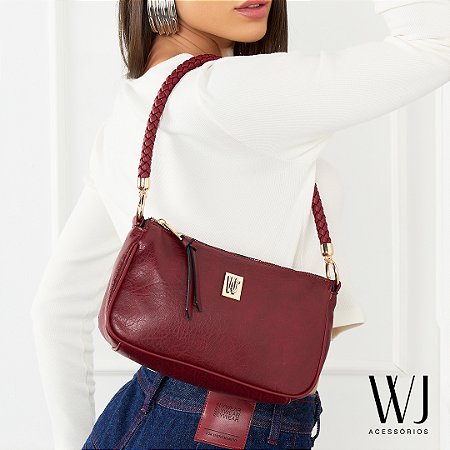 BOLSA TRANSVERSAL MEDIA COM ALCA DE OMBRO - BURGUNDY