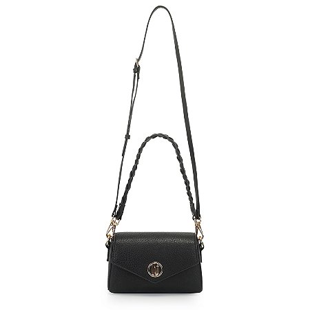 Bolsa Transversal Pequena Com Alca Trancada PRETO