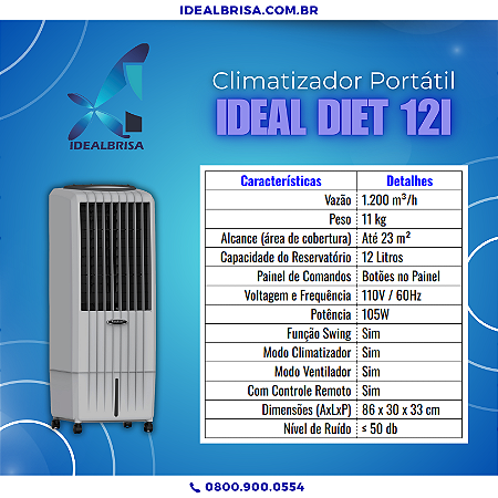 CLIMATIZADOR IDEALBRISA RESIDENCAL IDEAL DIET 12i - 12 LITROS - 110V