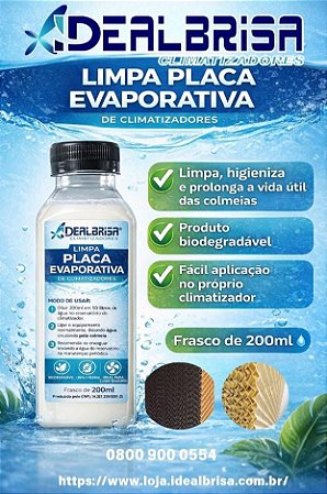 KIT LIMPA PLACA EVAPORATIVA IDEALBRISA COM 3 FRASCOS