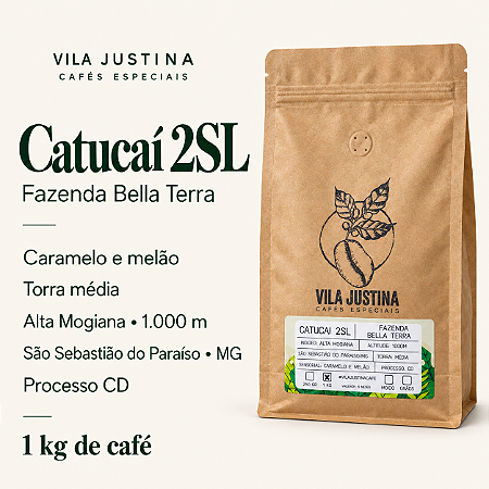Café Especial Catucaí 2SL - Sensorial Caramelo e Melão 86pts da Faz. Bella Terra - 1kg
