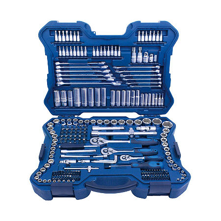Jogo Soquete Sextavado e Ferramentas 1/4'' 3/8'' 1/2'' 214 pçs-Riosul