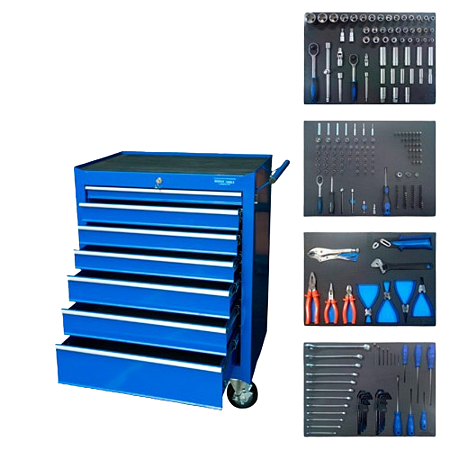 Carrinho de Ferramentas C/7 Gavetas 248 pçs - Riosul