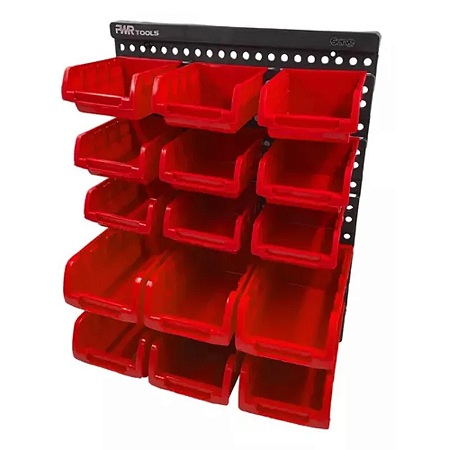 Painel Gaveteiro c/ 15 Caixas-Vermelho - Sigma Tools