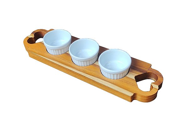 Petisqueira Porta Molhos com 3 porcelanas DeCoração