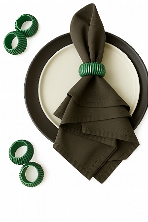 Kit com 6 Porta Guardanapos Raiados Verde Metalizado