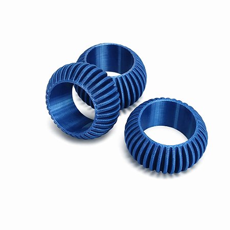 Kit com 6 Porta Guardanapos Raiados Azul Metalizado