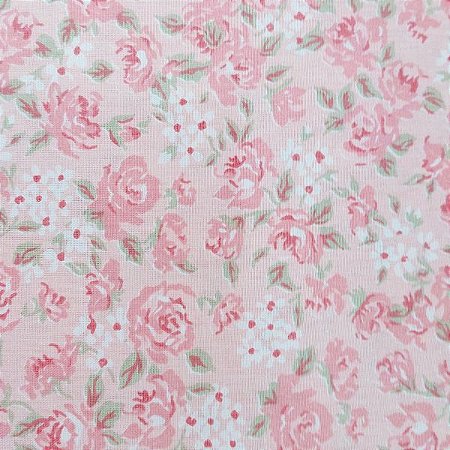 Tecido Tricoline para Patchwork com Estampa Floral Vintage em tons Rose