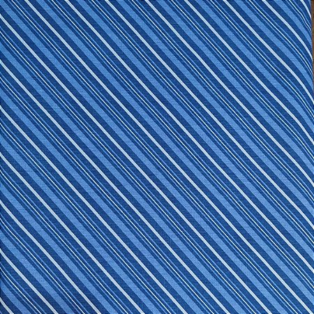 Tecido Tricoline para Patchwork com Listras na Diagonal em Tons de Azuis