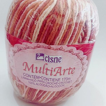 Barbante Cisne Multiarte  Cor 0010 tons de Vermelho,Rosa,Caramelo e Bege