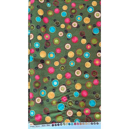 Tecido Tricoline Importada para Patchwork Estampa de Círculos Coloridos