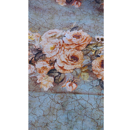 Tecido Tricoline Digital para Patchwork Estampa Floral em Fundo Craquelado