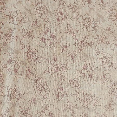 Tecido Tricoline Estampa Floral em Tons de Bege