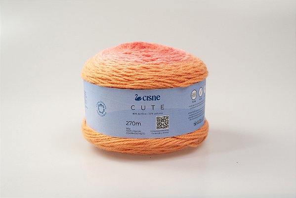 Lã Cute Mescla em Tons de Laranja e Salmão cor 00004