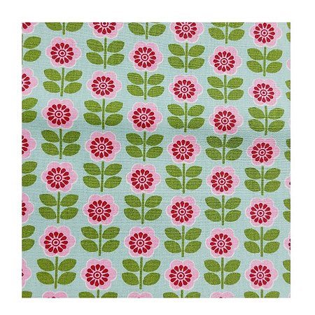 Tecido Tricoline Estampa Floral em Tons de Rosa e Verde