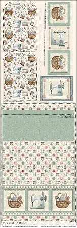 Tecido Tricoline Painel Capa Maquina de Costura com Estampa Acessórios de Costura  Coleção Unindo Pedacinhos