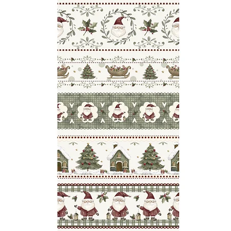 Tecido Tricoline para Patchwork com Estampa Natalina em Faixas para Barrados