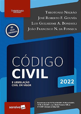 Livro Codigo Civil e Legislacao Civil em Vigor - Negrao/gouvea/bondi