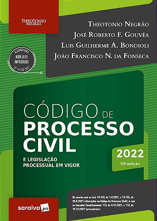 Livro Código de Processo Civil e Legislação Processual em Vigor 53º Edição - Negrão - Saraiva