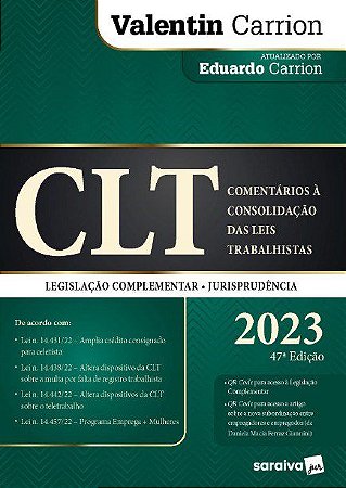 Livro Clt: Comentarios a Consolidacao das Leis Trabalhistas - Carrion