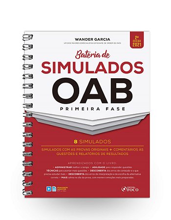 Livro Bateria de Simulados Oab 1  Fase - 2  Ed - 2021 - Teresa Robinson; Mel