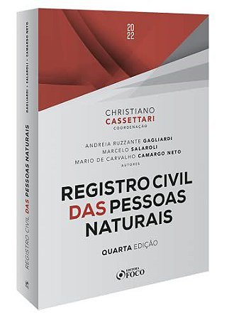 Livro Registro Civil das Pessoas Naturais - Cassettari - Focco