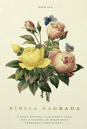 Livro Biblia Nvi, Tecido sobre Capa Dura, Bouquet, Letras de Jesus em Vermelho - Thomas Nelson Brasil