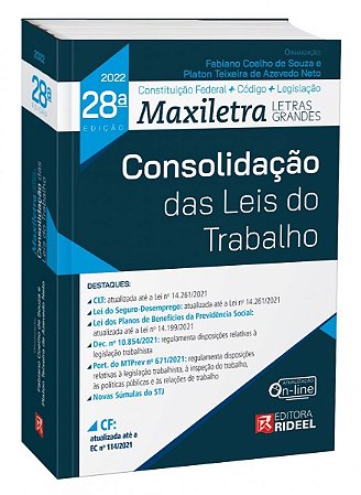 Livro Consolidação das Leis do Trabalho 28ª Edição - Souza - Rideel