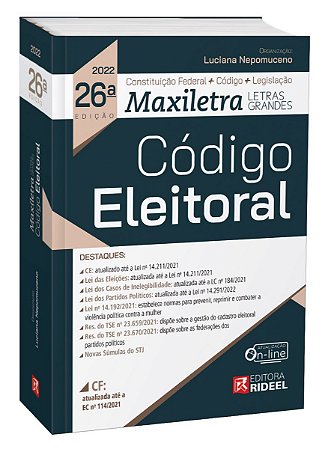 Livro Código Eleitoral 26ª Edição - Nepomuceno - Rideel