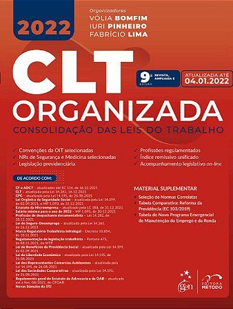 Livro Clt Organizada: Consolidação das Leis do Trabalho - Bomfim - Método