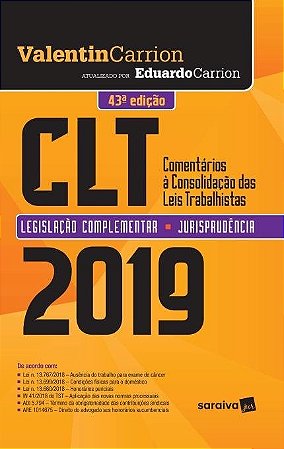 Livro Clt - Comentarios a Consolidacao das Leis Trabalhistas - Carrion