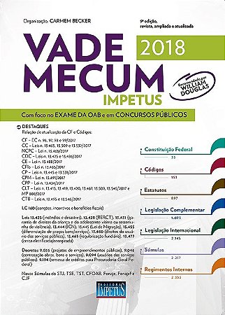 Livro Vade Mecum Impetus Para Oab E Concursos 2018 - Impetus
